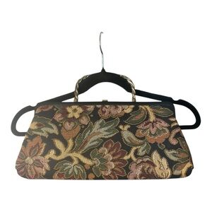 Bags By Edwards Women’s Vintage Floral Tapestry Handbag Framed Top Handle Gold